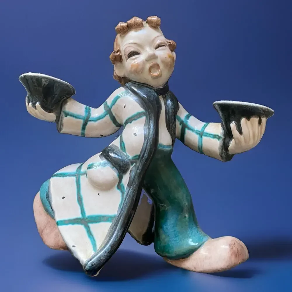 1920's Wein Vienna Art Deco Figural Boy Candle Holder by Bosse 9.5